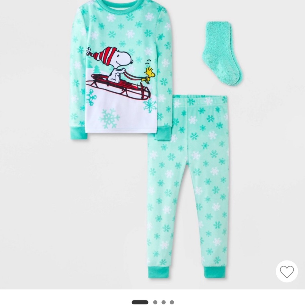 Toddler 2pc Snoopy Snuggly Soft Pajama Set with Socks - Aqua Blue 3T